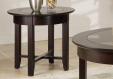 Demilune Round End Table w/Glass Top