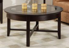 Demilune Round Coffee Table w/Glass Top